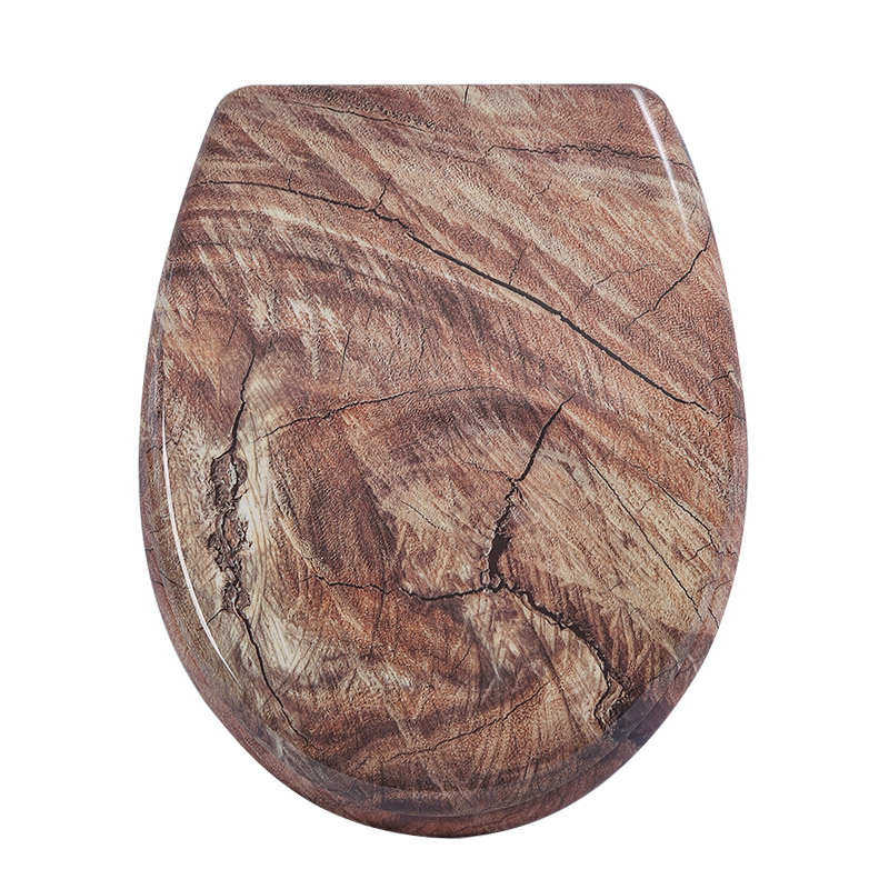 MK-02 Printing Wooden Cover Toilet Seat